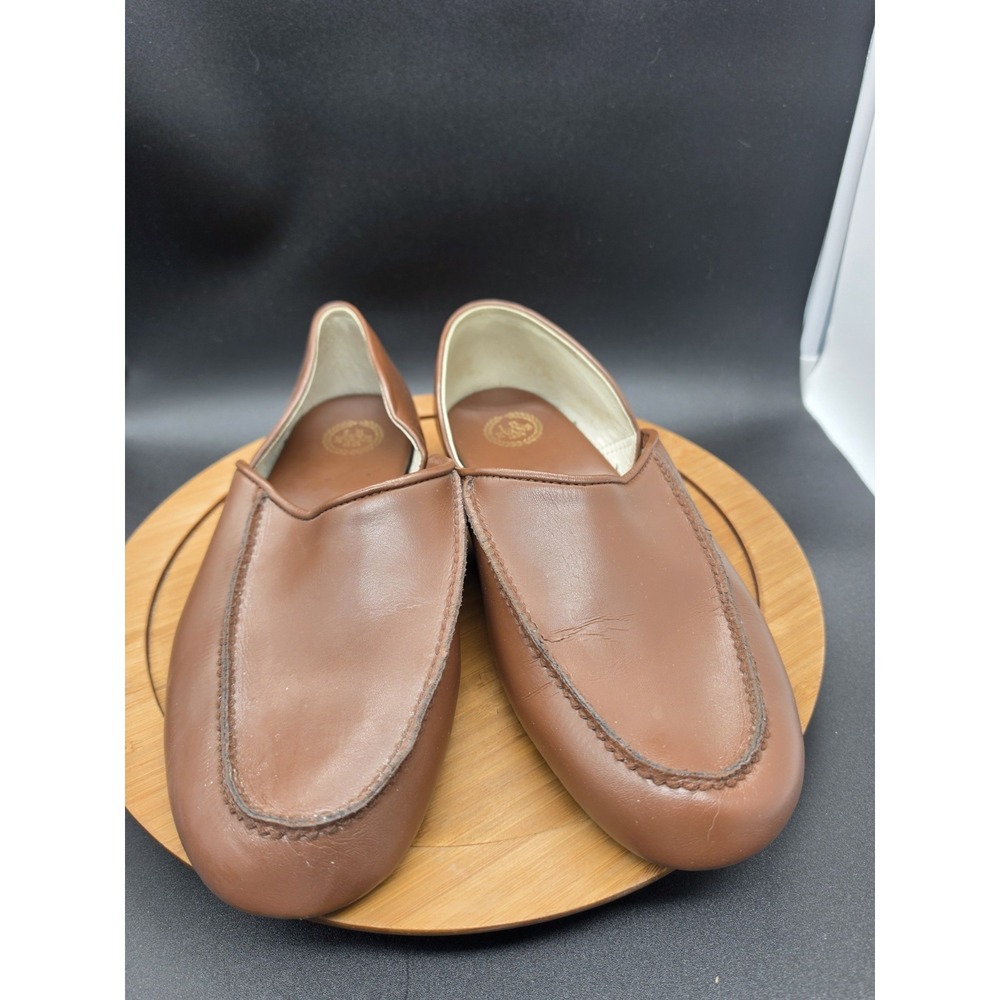 LB Evans Mens 11EEE Chicopee Slippers Brown Leather‎ Classic Moccasin House Shoe